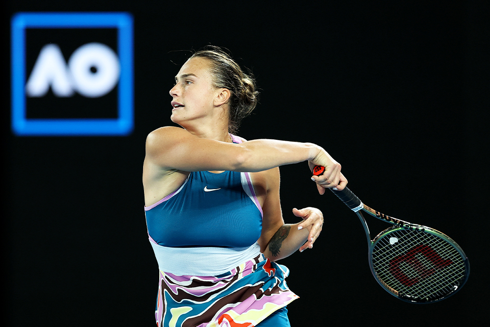 Арина Соболенко во время чемпионата  Australian Open, Мельбурн, 26 января 2023 года