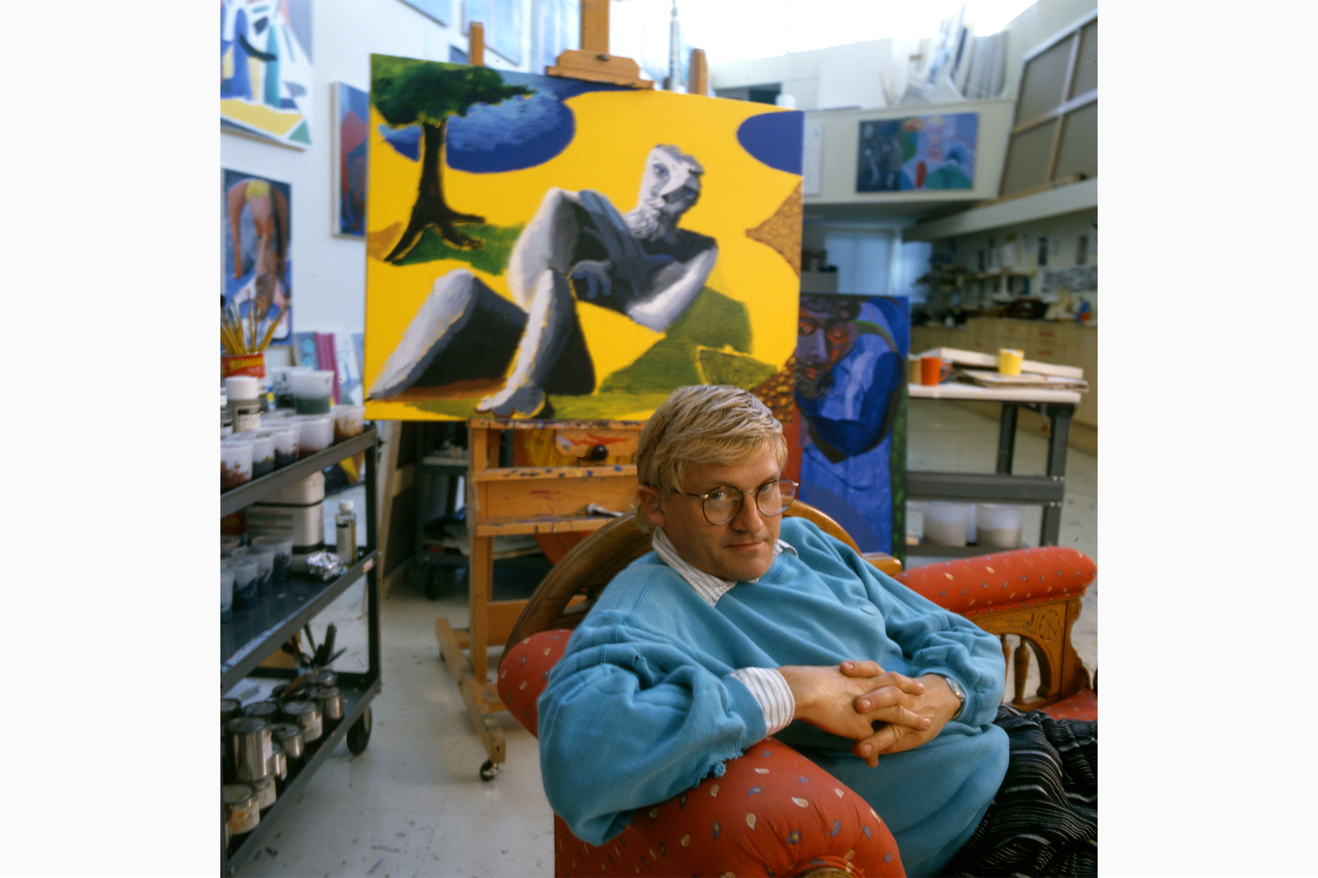 Дэвид Хокни в студии, Лос-Анджелес, 1987 год