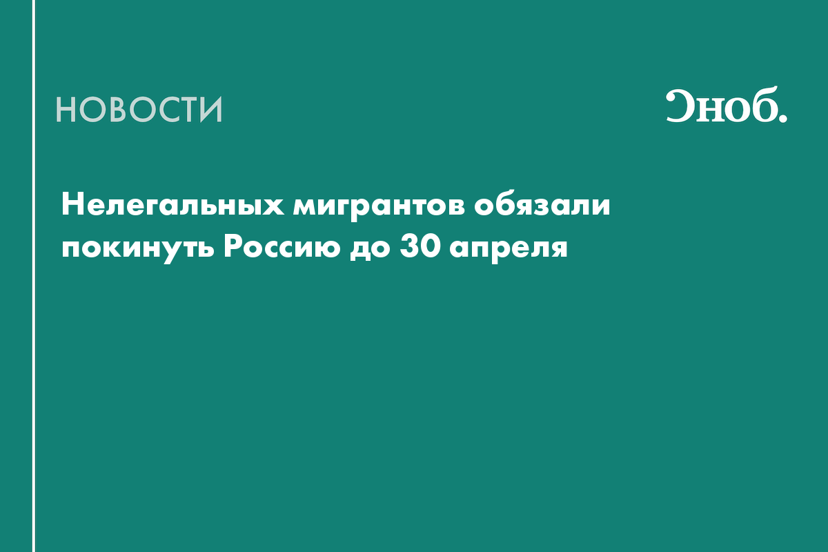 Нелегальных мигрантов обязали покинуть Россию до 30 апреля