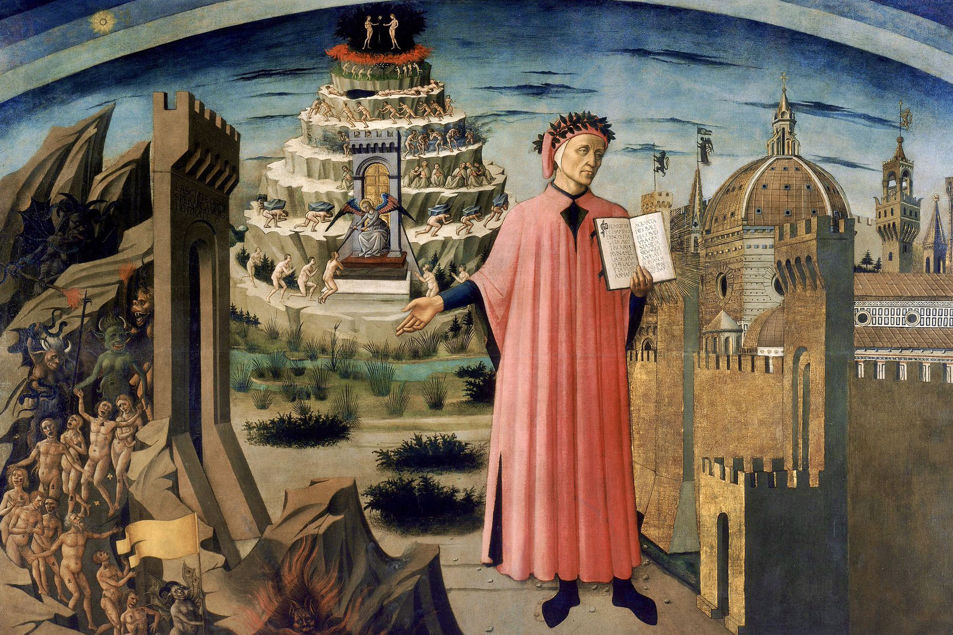 Доменико ди Микелино. «Божественная комедия освещает Флоренцию». Фреска, 1465 год. Собор Санта-Мария-дель-Фьоре, Флоренция