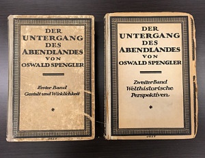 О. Шпенглер Первое издание «Заката Европы». Изображение взято из общедоступных источников