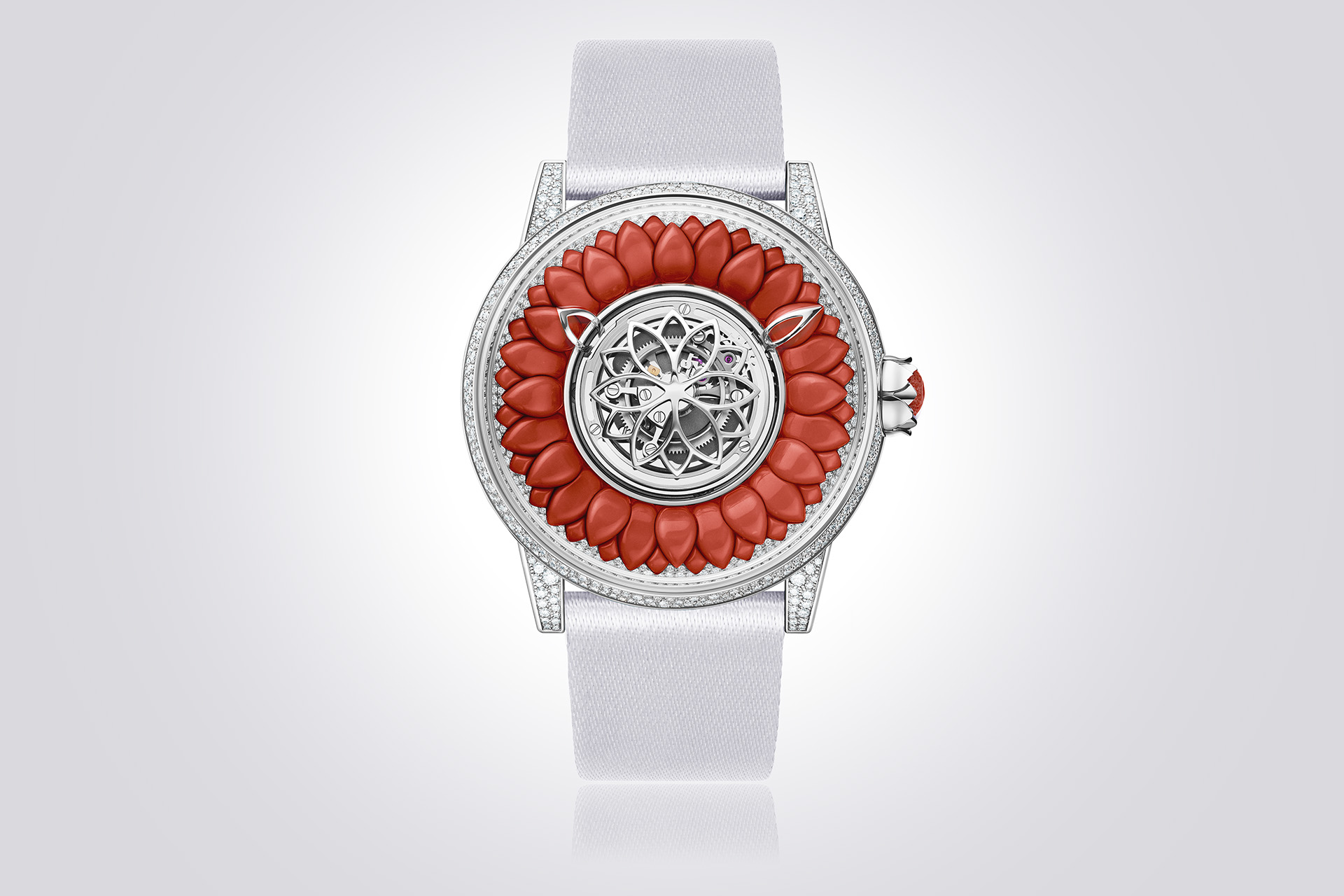 Часы Beauregard Dahlia White Gold Mediterranean Red Coral