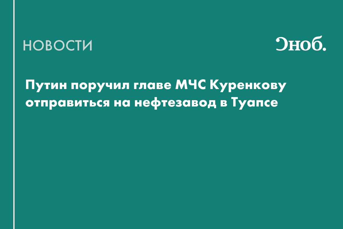 Путин отправил главу МЧС Куренкова на горящий нефтезавод в Туапсе