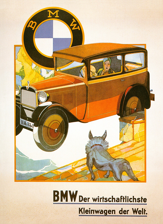 Автором первой автомобильной рекламы BMW стал Бернд Рёйтерс (1901–1958). Первый автомобиль BMW-Dixi 3/15PS был очень маленьким, в длину всего 3,25 м. Подобные машины другие рекламные художники старались изобразить длиннее, чем есть на самом деле. Рёйтерс ничего не приукрашивал, и это нравилось. Рёйтерс работал и для Adler, Daimler-Benz, Hansa, Opel и других. А после Второй мировой войны стал единоличным иллюстратором брошюр Volkswagen
