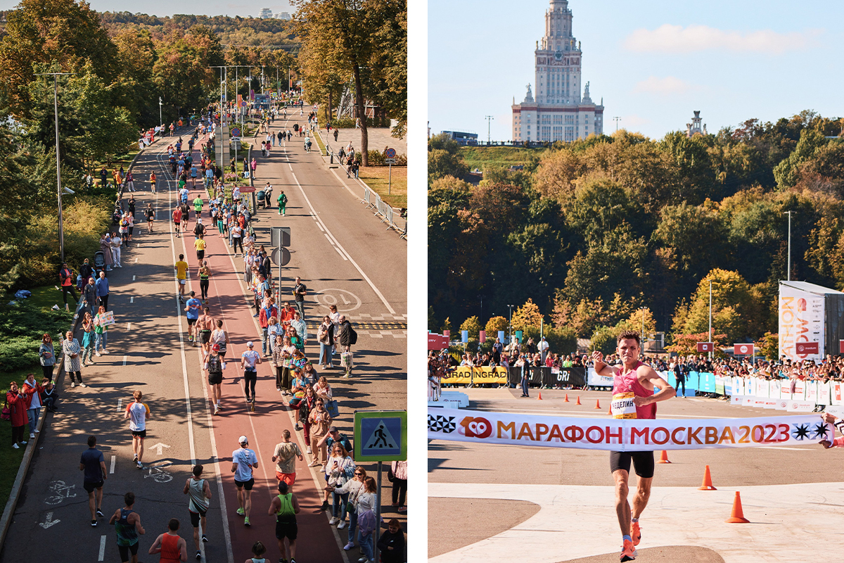 Участники забега / победитель в Московском марафоне Дмитрий Неделин