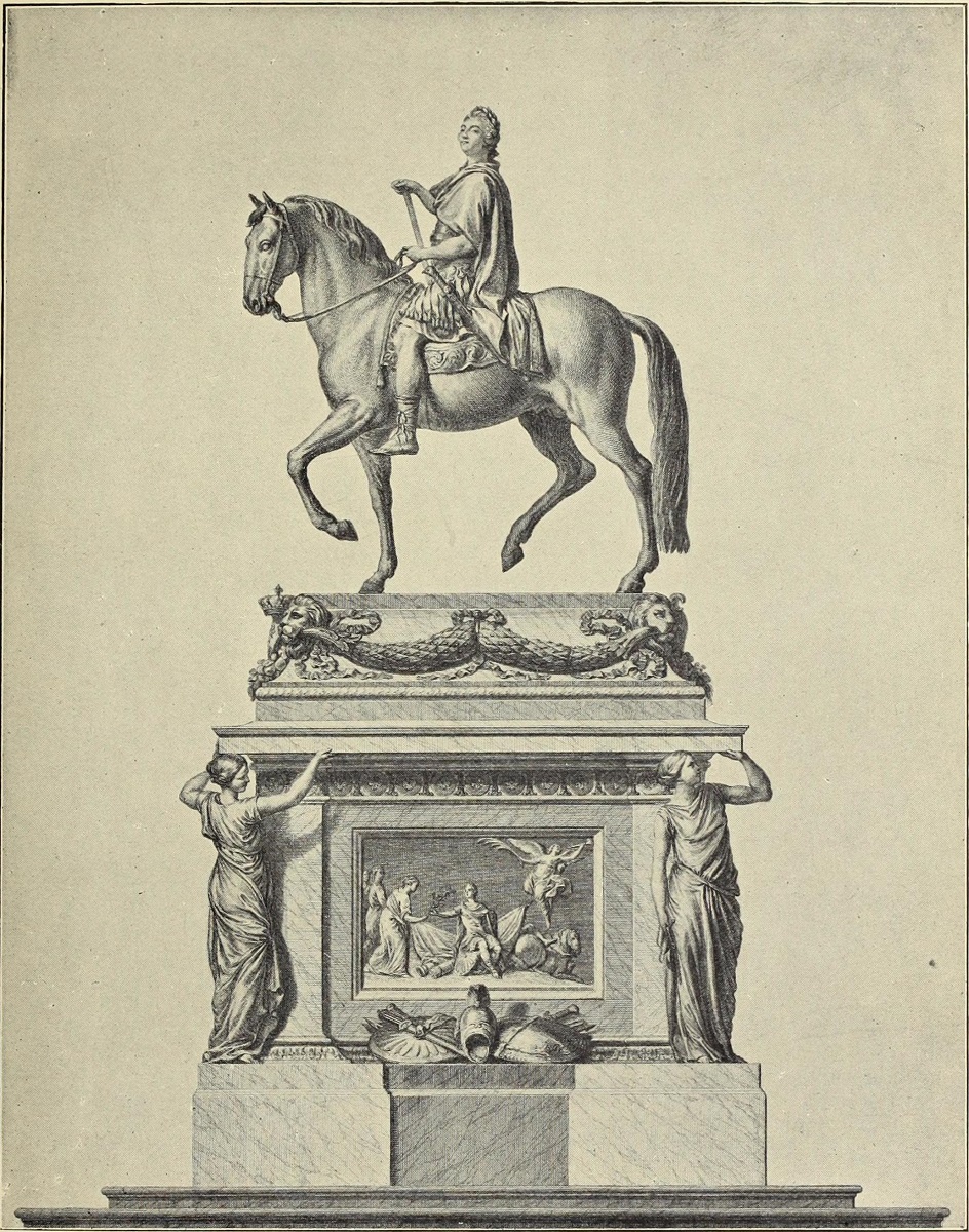 Эдме Бушардон. Эскиз утраченной конной статуи Людовика XV на площади Согласия, 1750-е