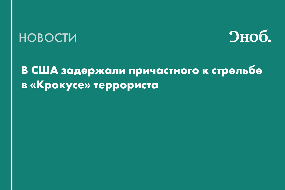 В США задержали причастного к стрельбе в «Крокусе» террориста