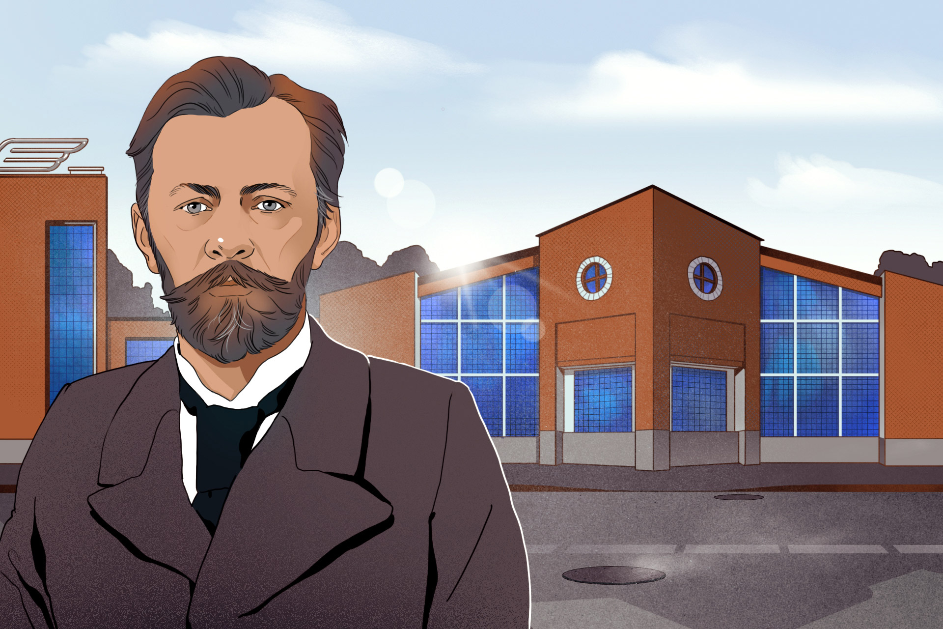 Владимир Шухов на фоне Гаража на Новорязанской