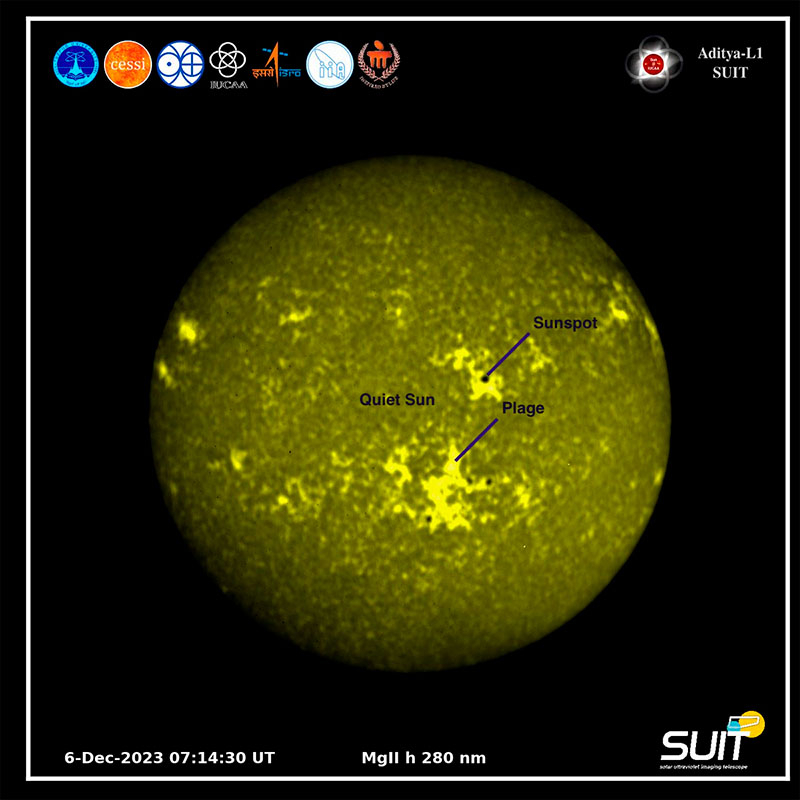Снимок Солнца, сделанный обсерваторией Aditya-L1