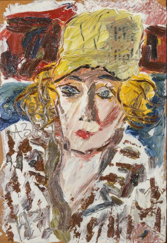 Зверев Анатолий. Портрет Оксаны Михайловны Асеевой. 1971. Оргалит, масло, расцарапка