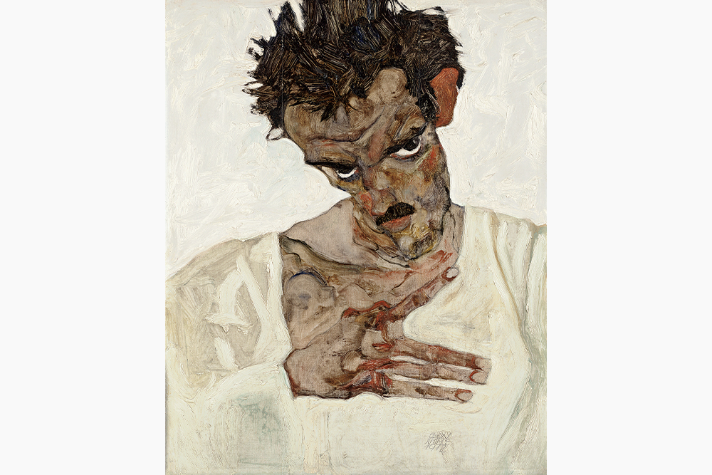 Эгон Шиле. «Автопортрет с опущенной головой», 1912 год