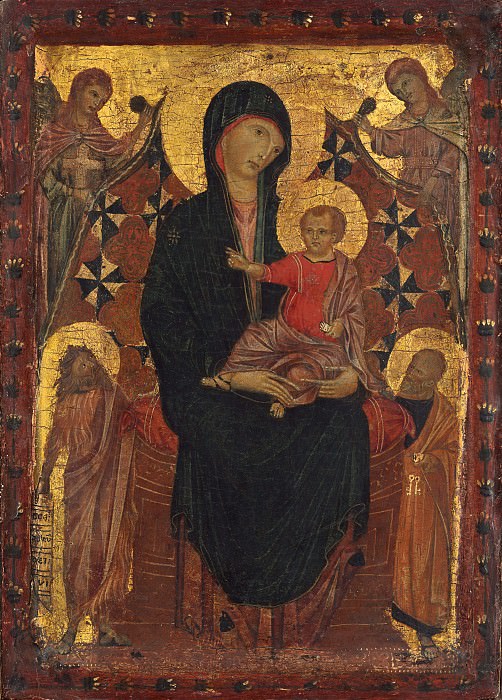 Чимабуэ. «Мадонна с младенцем со святыми Иоанном Крестителем и Петром»