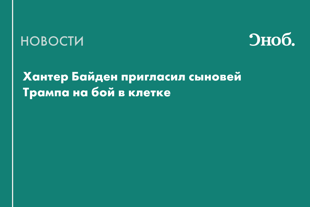 Хантер Байден пригласил сыновей Трампа на бой в клетке