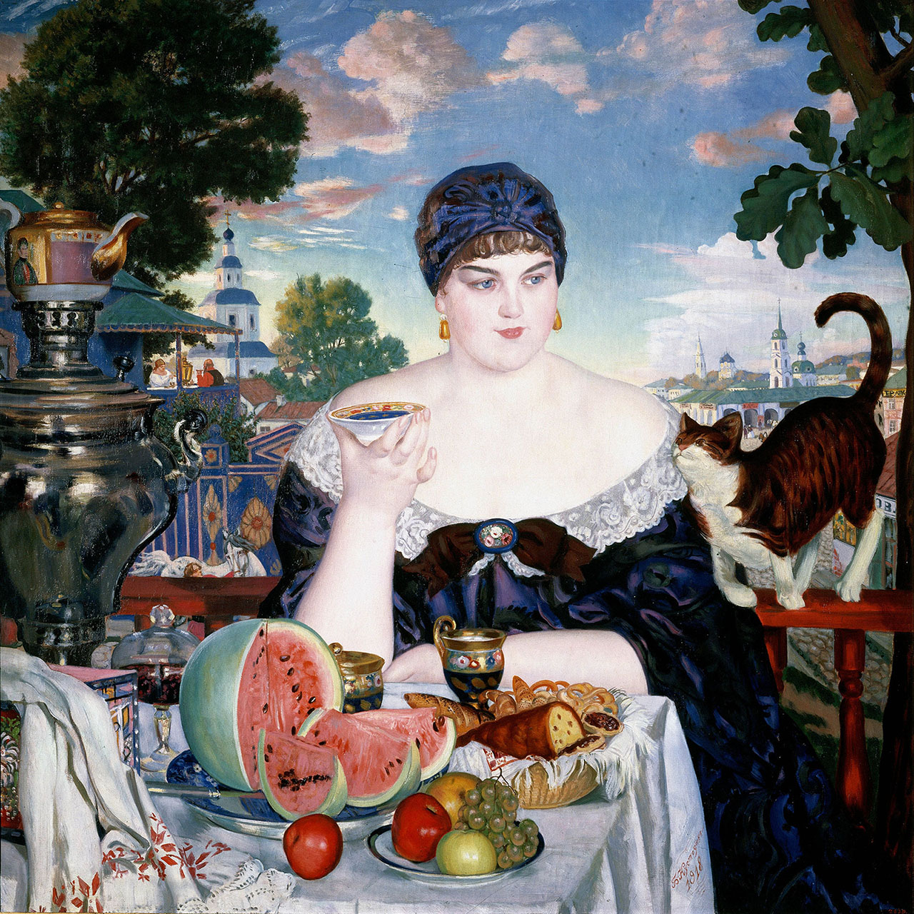 Борис Кустодиев, «Купчиха за чаем», 1918 год