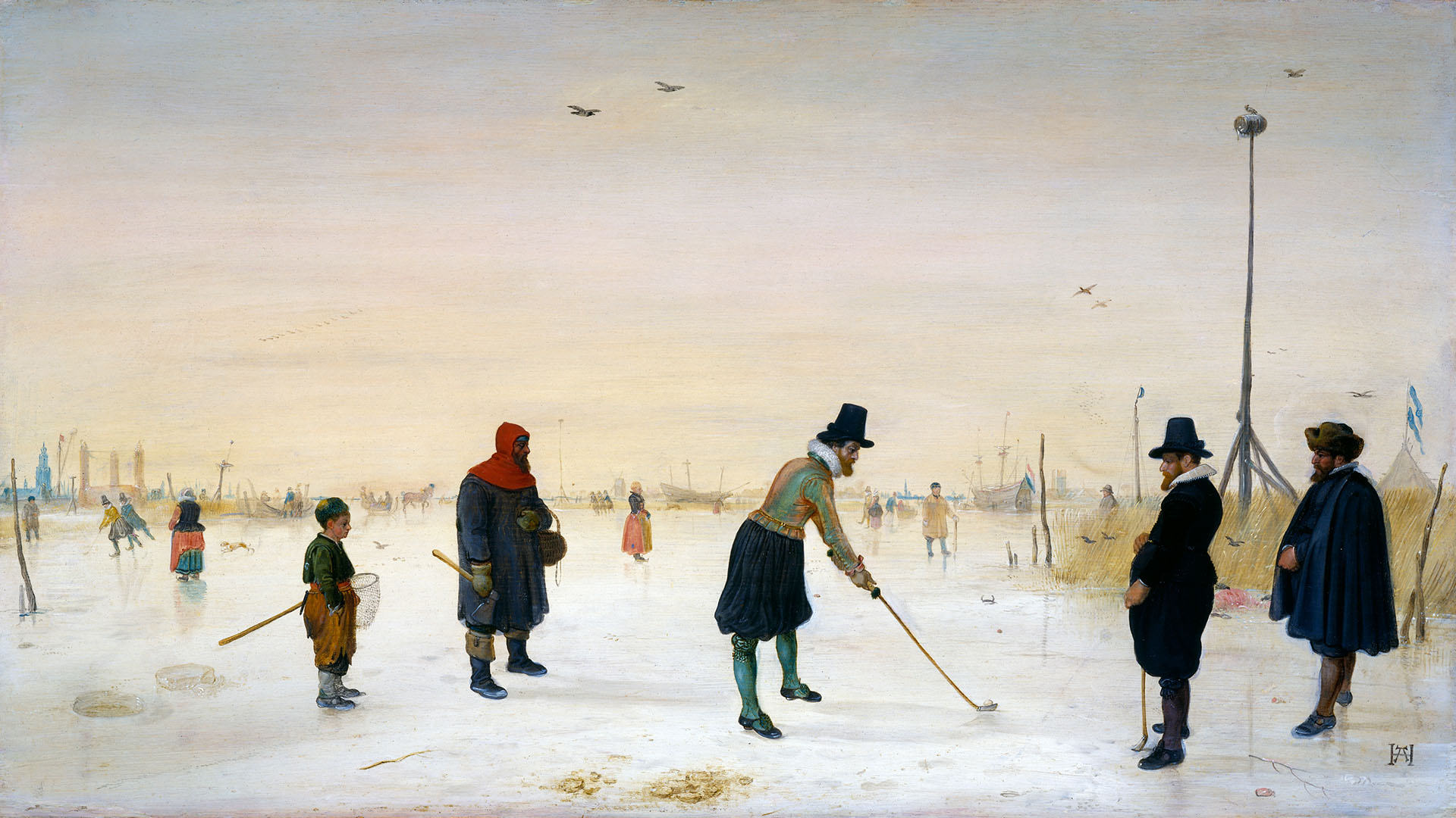 Хендрик Аверкамп, «Игра в гольф на льду», 1625 год