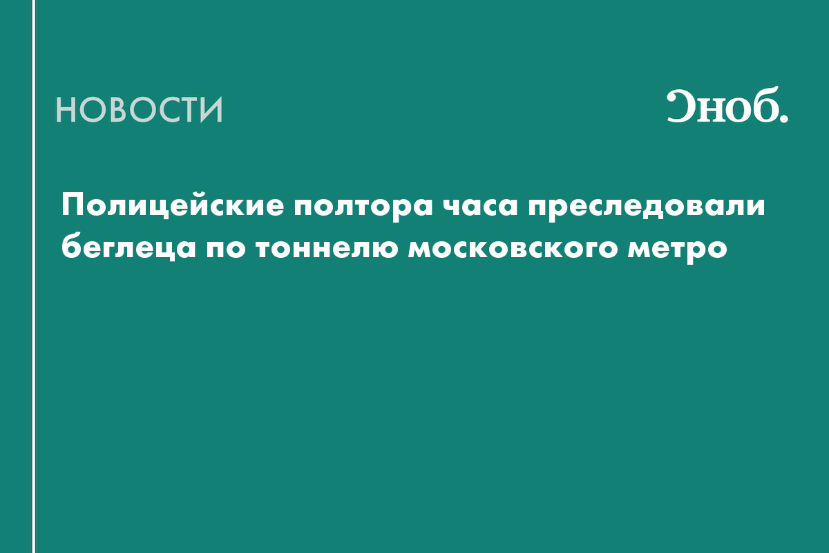 Полицейские полтора часа преследовали беглеца по тоннелю московского метро