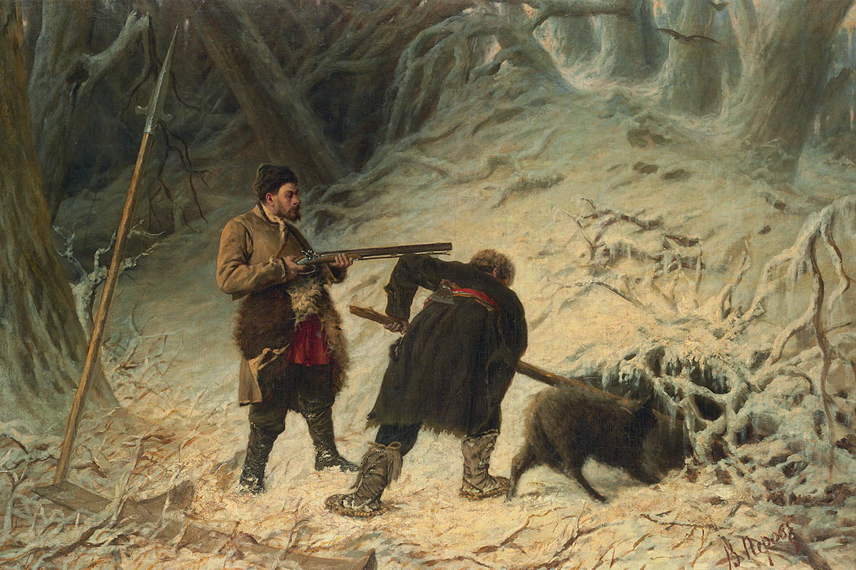 Василий Перов, «Охота на медведя зимой», 1879 год