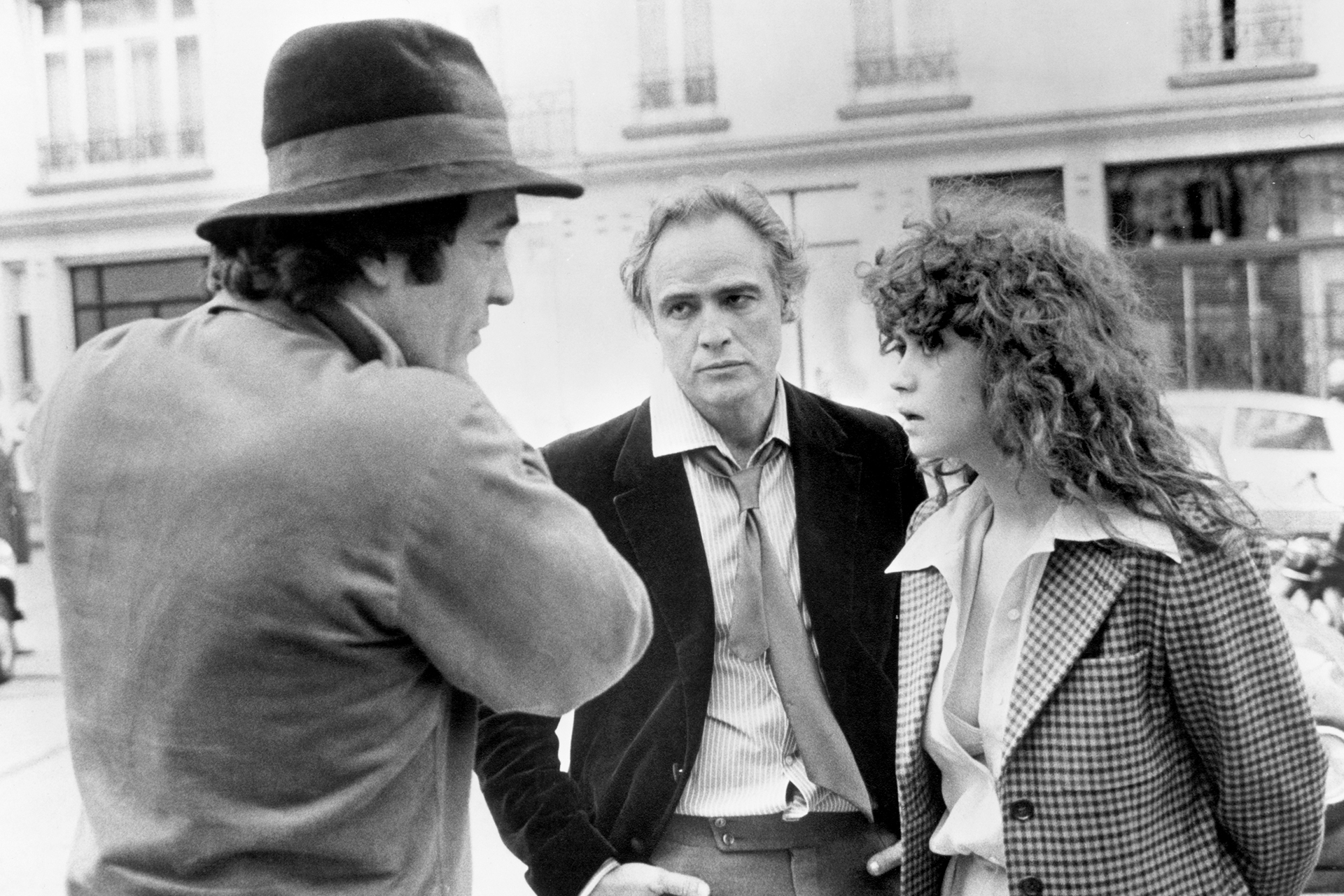 Бернардо Бертолуччи, Марлон Брандо и Мария Шнайдер на съемках фильма «Последнее танго в Париже»