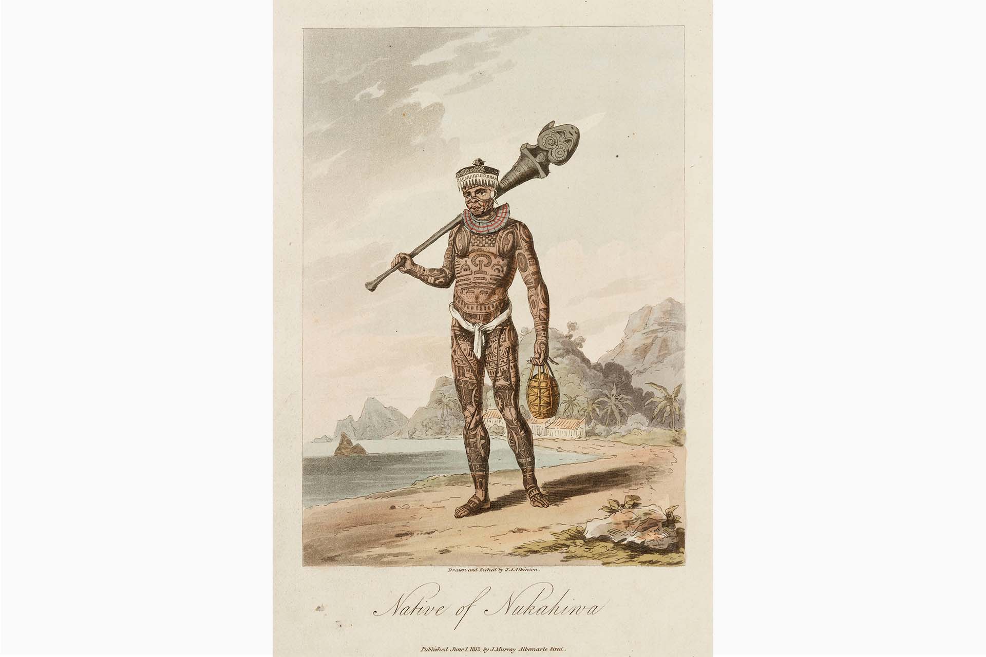 Изображение татуированного полинезийца с острова Нуку-хива