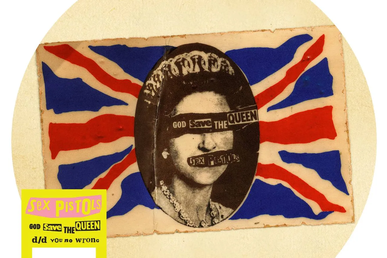 Обложка к синглу God Save the Queen («Боже, храни королеву»), созданная Джейми Ридом