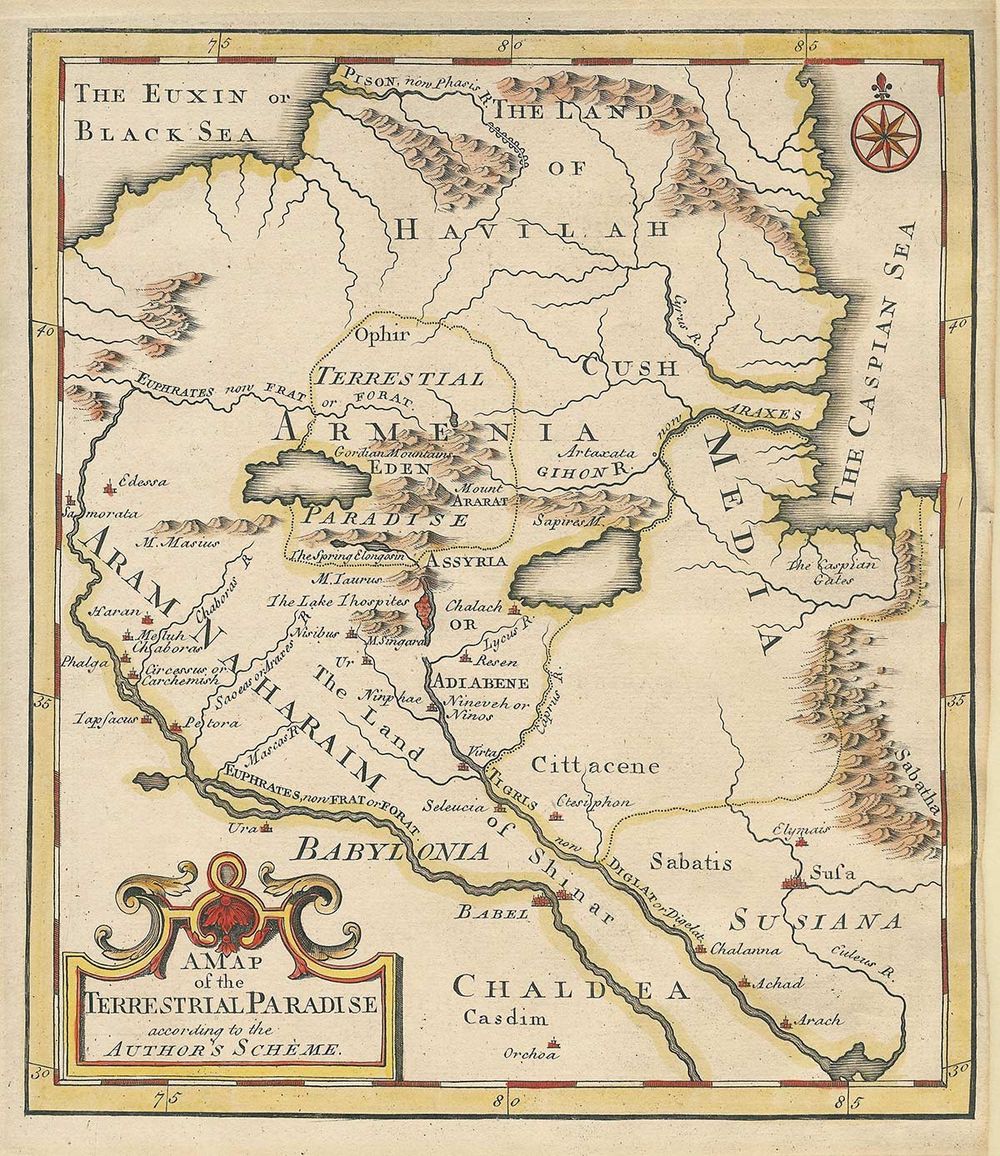 Карта Наземного Рая. Эммануэль Боуэн, 1780 г. Из личной коллекции Рубена Галчяна.