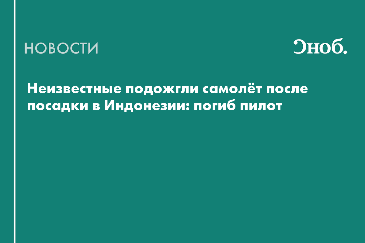 Неизвестные подожгли самолёт после посадки в Индонезии: погиб пилот