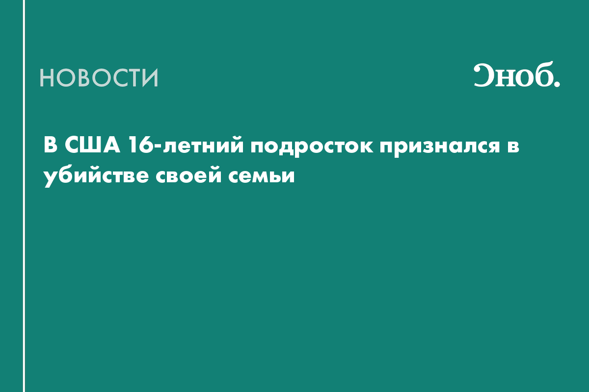 В США 16-летний подросток признался в убийстве своей семьи