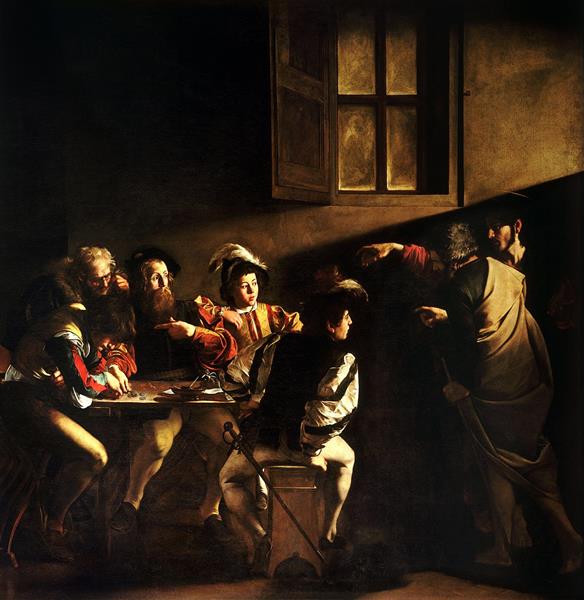 «Призвание апостола Матфея», c.1600 - Караваджо - WikiArt.org