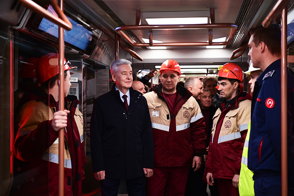 Сергей Собянин во время открытия Большой кольцевой линии метро