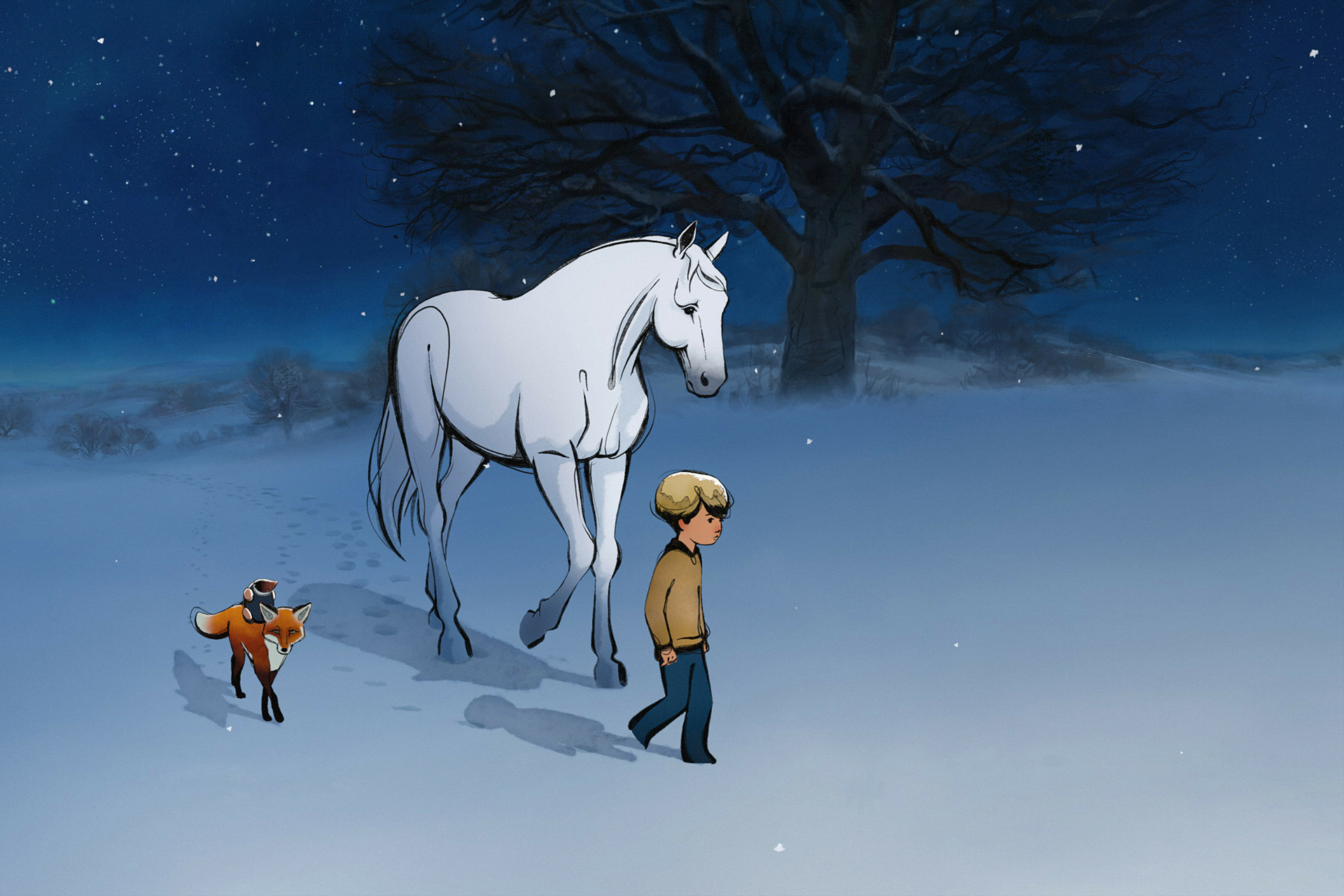 Кадр из мультфильма «Мальчик, Крот, Лис и Конь»
