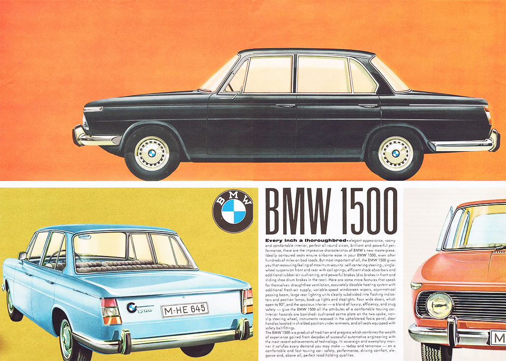 В 1961 году BMW AG, еще недавно стоявшая перед, казалось, неизбежным поглощением со стороны Daimler-Benz AG, собралась с новыми силами, и выпустила модель 1500, известную также и как Neue Klasse. В этом автомобиле впервые проявились черты, присутствующие на изделиях марки по сей день. Например, так называемый «изгиб Хофмайстера» оконной рамки задней двери