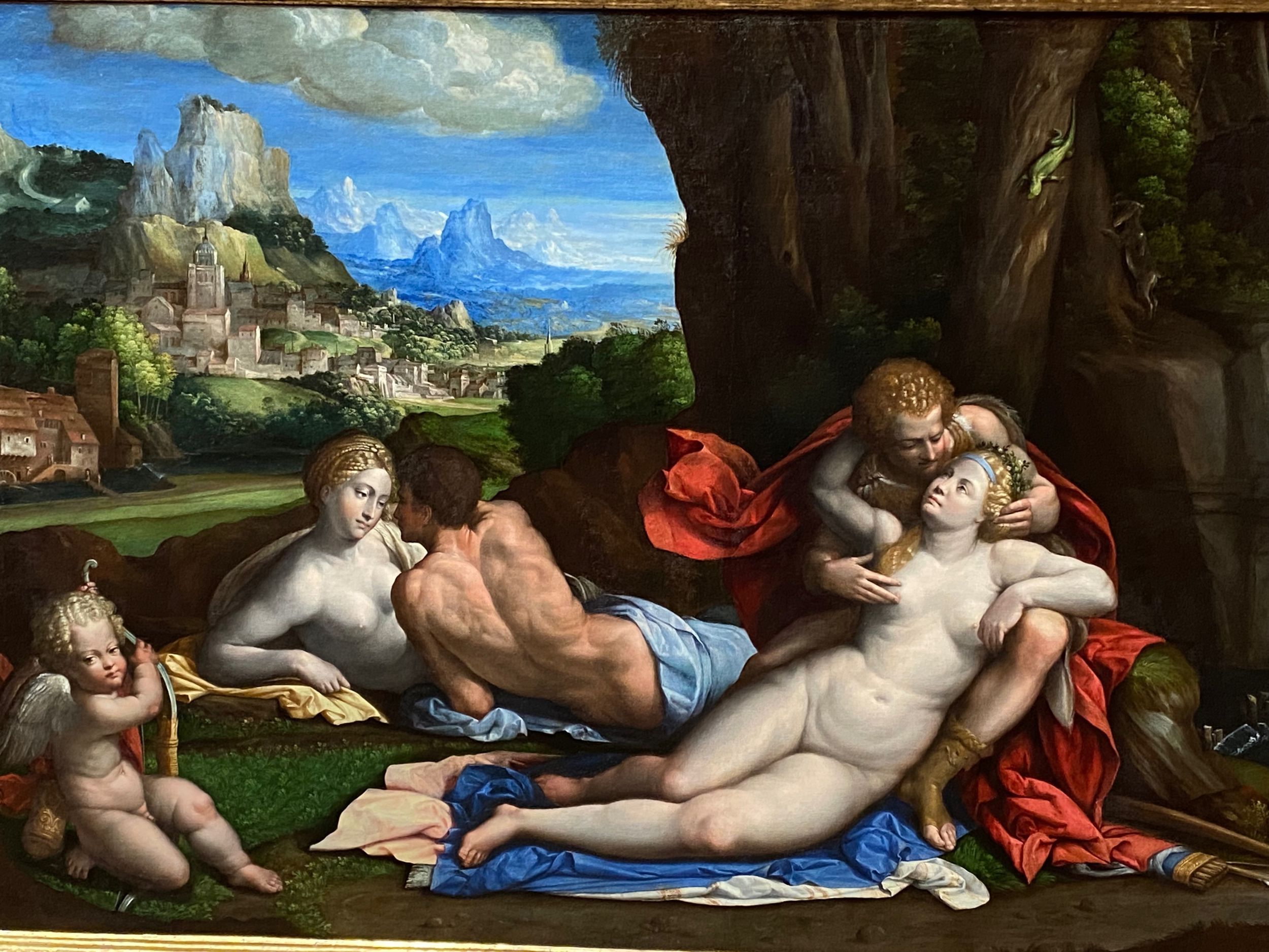 Гарофало (Италия, 16 в.). Аллегория любви. Две пары с Купидоном. Слева —  эротическое, справа — сексуальное 