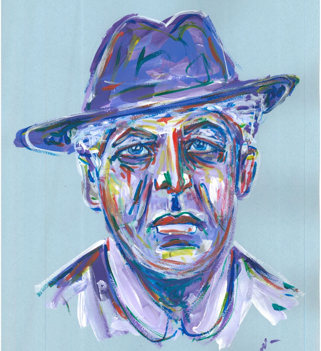Эскиз портрета Эдварда Мунка. Акрил, бумага. Екатерина Попова-Гамаюн