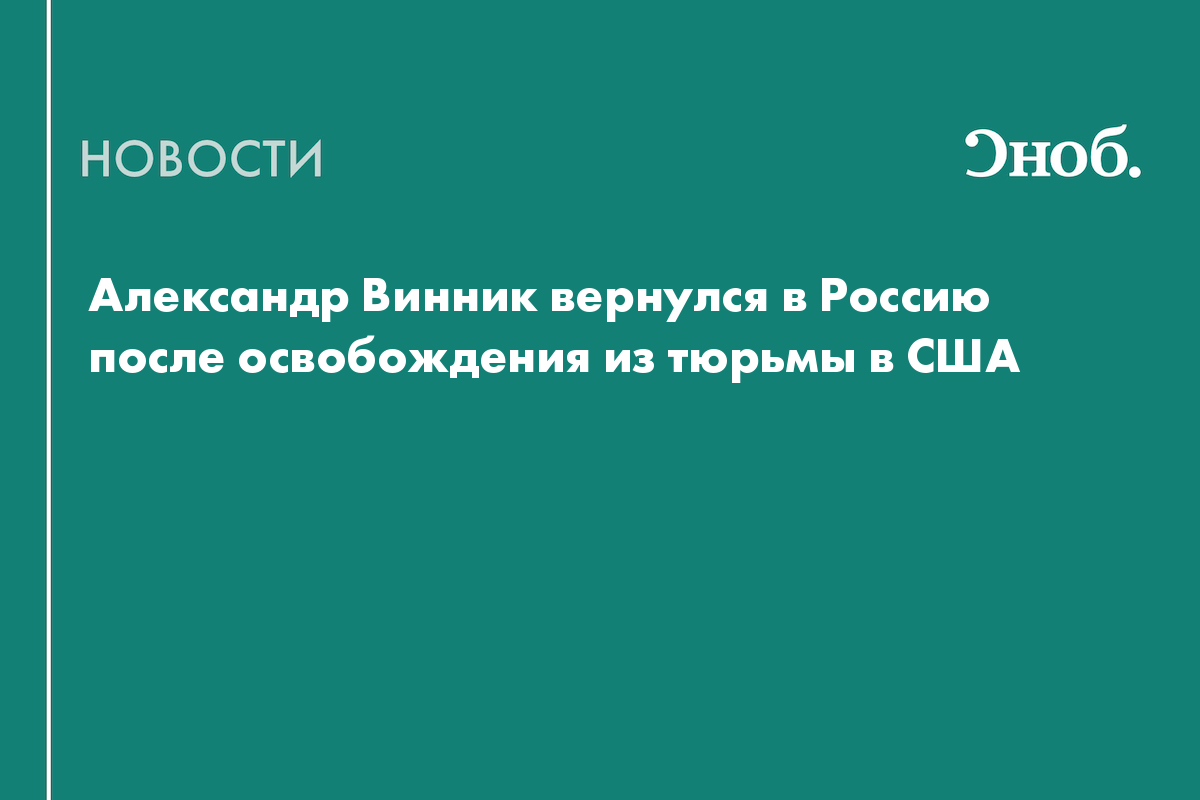 Освобожденного властями США Александра Винника доставили в Россию