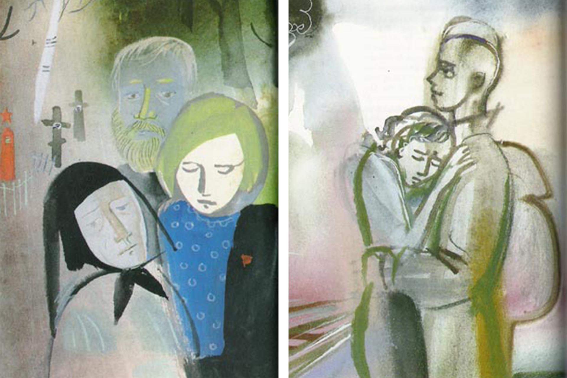 Иллюстрации Александра Траугоута для книги «Прошлого нет» Ольги Берггольц, 2003 год