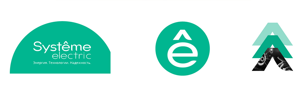Внутри логотипа есть элемент «шапочка», который символизирует зонтик, объединяющий группу брендов: Systeme Electric, DEKraft, «Механотронику» и Systeme Soft