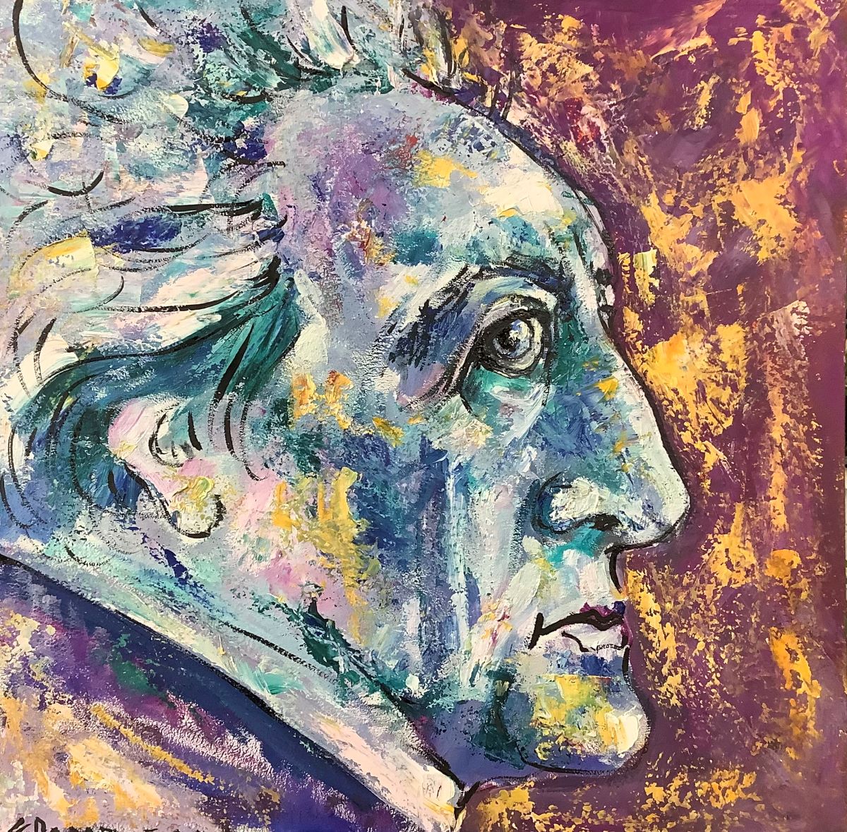 Портрет Иоганна Гете . Масло, картон. Екатерина Попова-Гамаюн