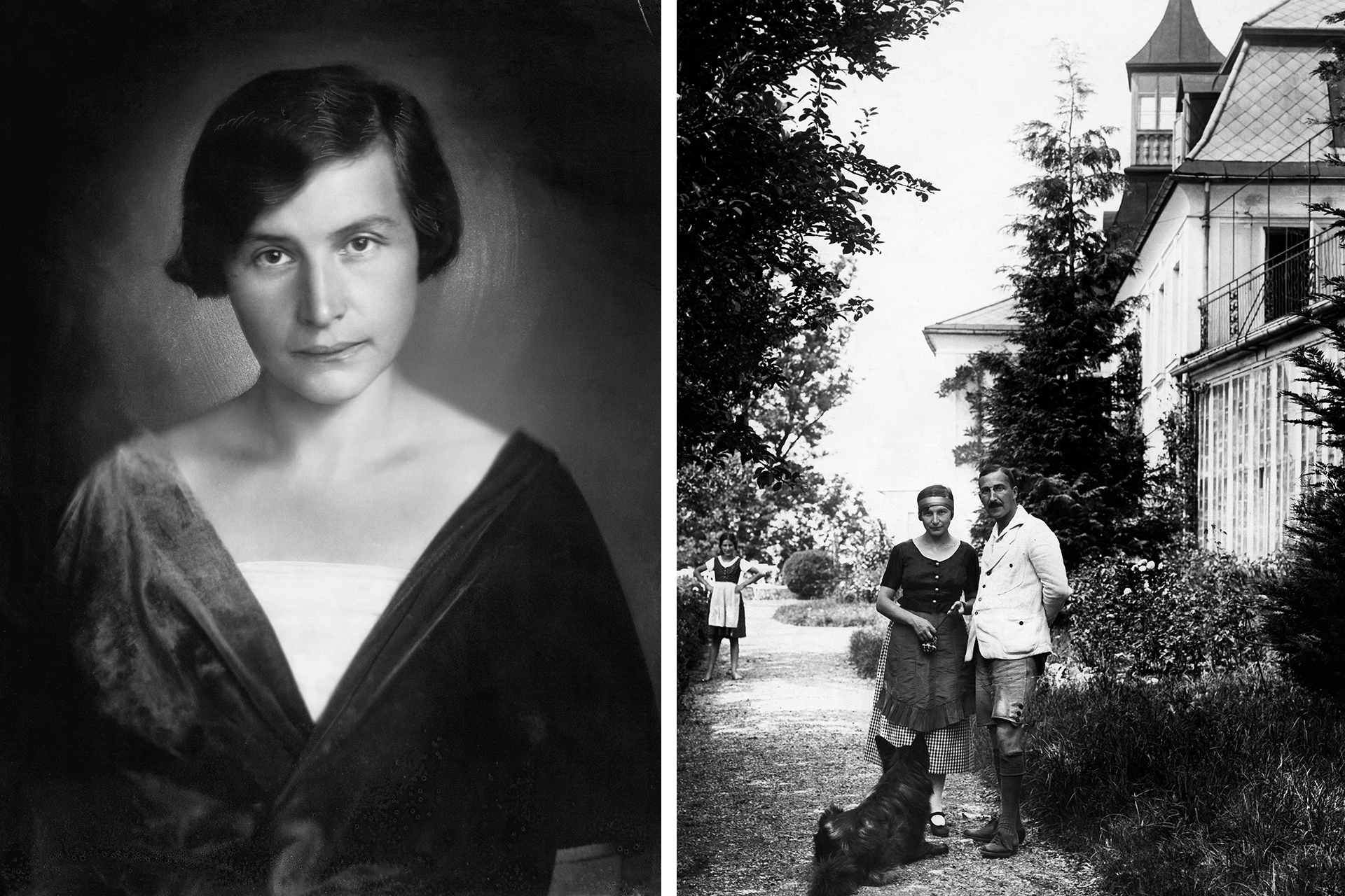 Слева: Фредерика Мария фон Винтерниц; справа:  Стефан Цвейг и его первая жена Фредерика Мария фон Винтерниц