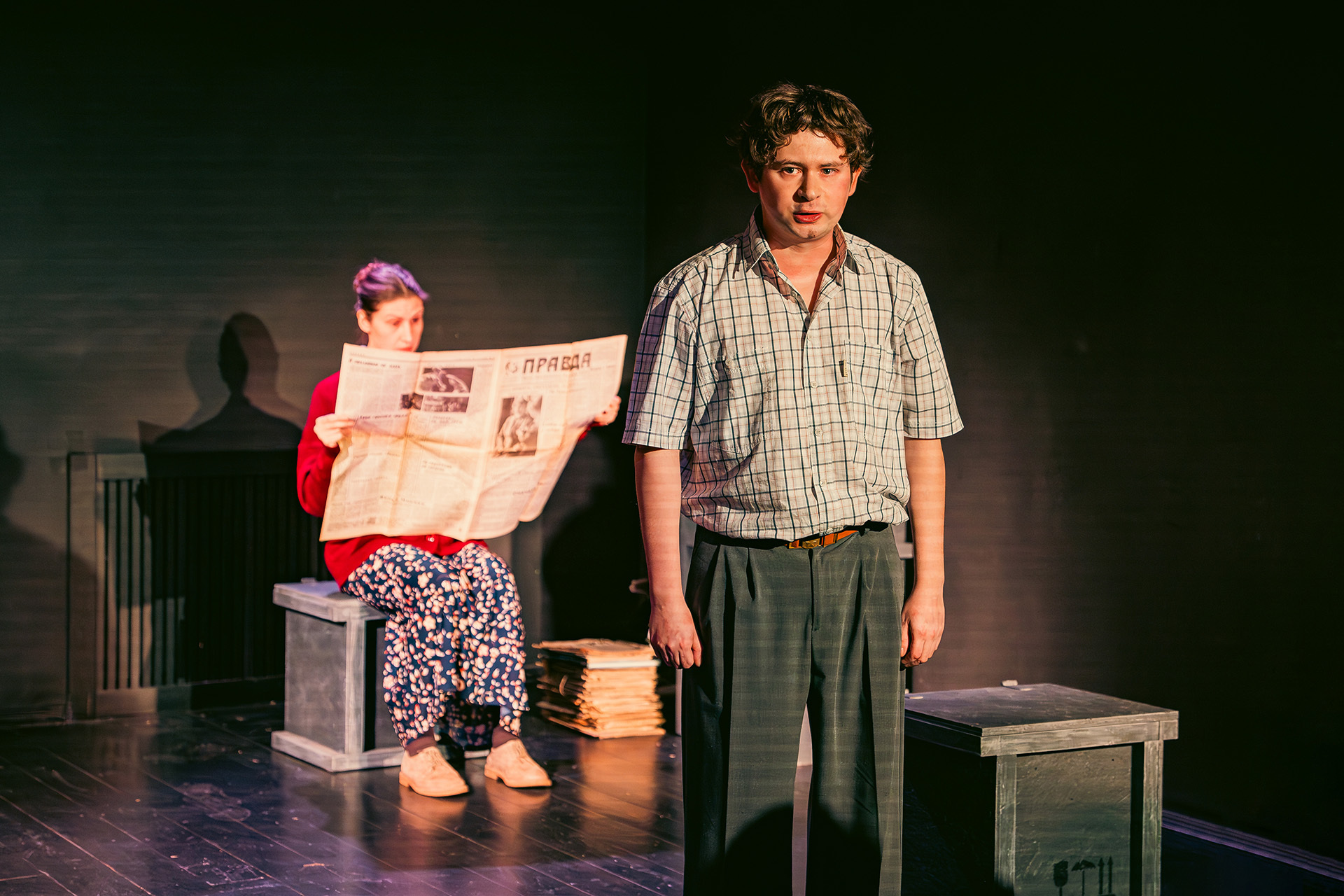 Сцена из спектакля «Небесный почтальон Федя Булкин»