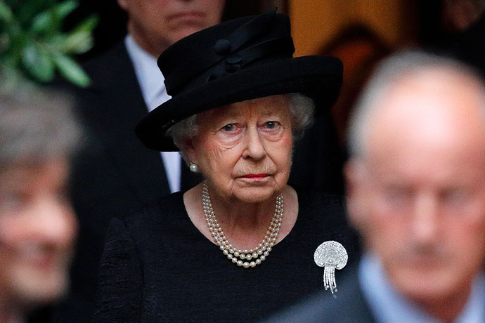 Королева Елизавета II на похоронах графини Бирмы Маунтбаттен, Лондон, 2017 год