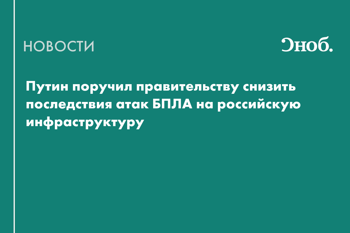 Путин поручил правительству снизить последствия атак БПЛА на российскую инфраструктуру