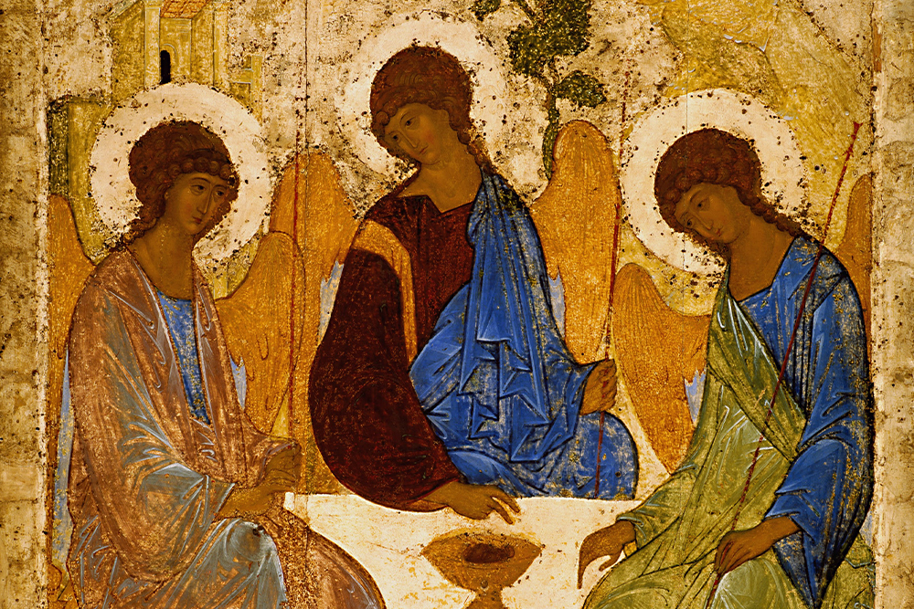 Андрей Рублев. Икона «Троица». Фрагмент. 1425—1427 гг.