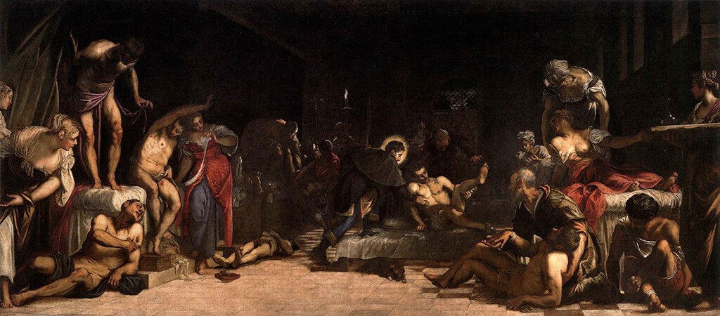 Тинторетто (Якопо Робусти) «Святой Рох в больнице» 1549 год. https://img.wikioo.org/