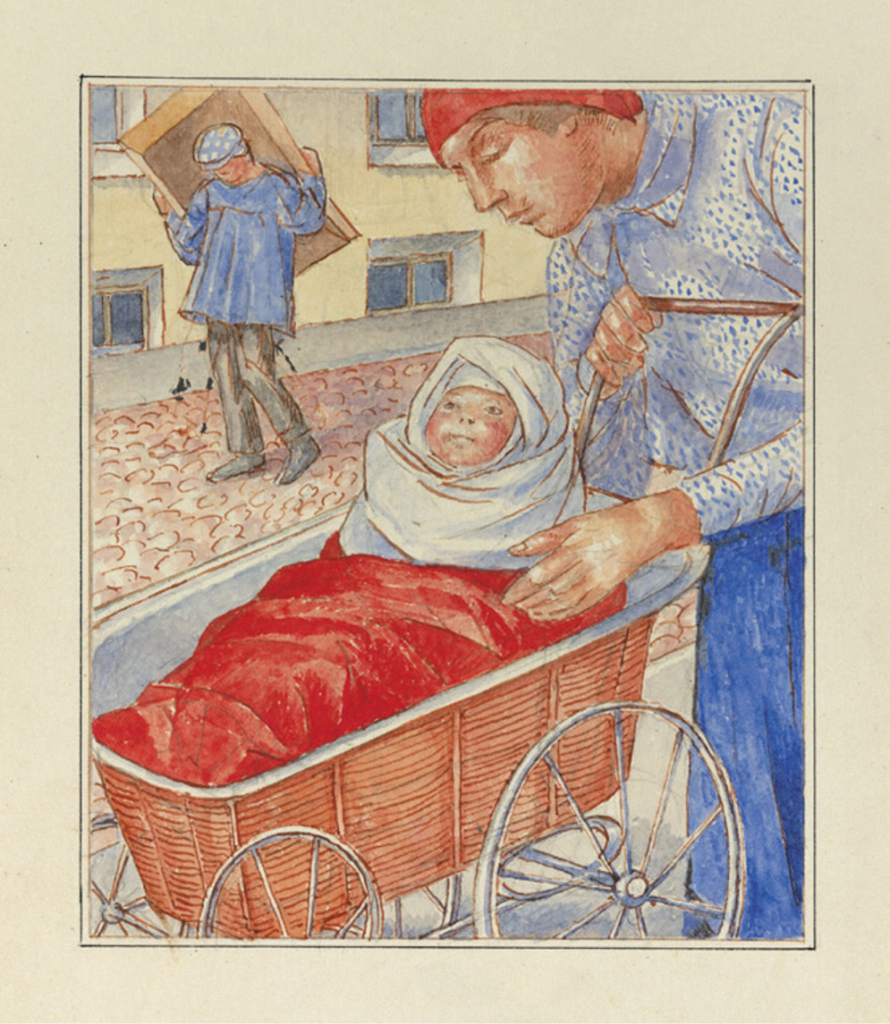 К. С. Петров-Водкин, «В коляске», эскиз иллюстрации к книге «Дитя», 1927 г.